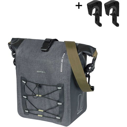 Basil Navigator Waterproof Medium, single pann. bag,MIK Hooks, 12-15L,black click to zoom image